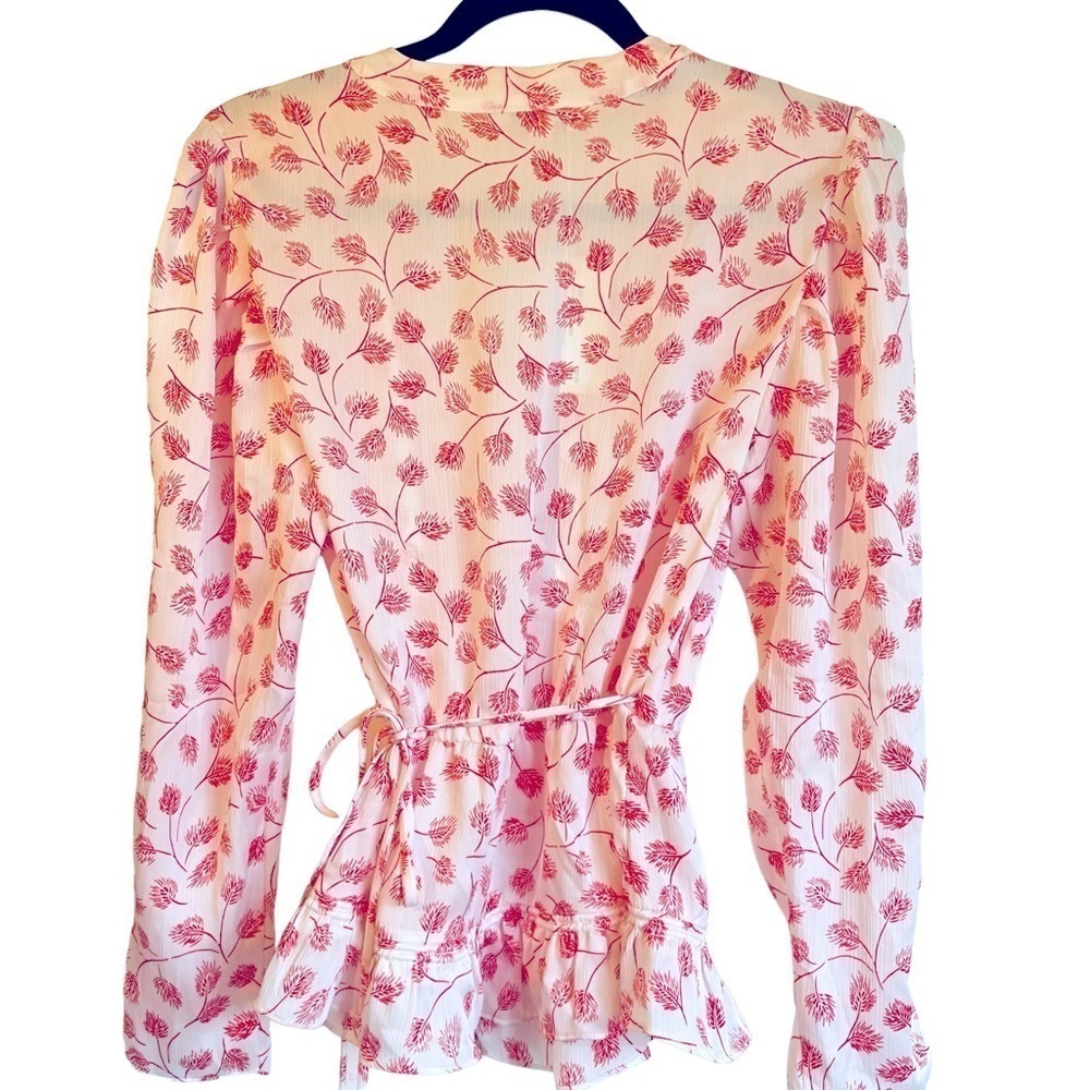 Anthropologie Blush Floral Wrap Blouse - Picture 2 of 9
